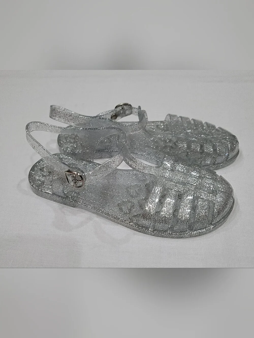 Silver Glitter Jelly Sandals 2Y